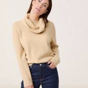 Gerry Weber Sweater Womens Size 12 Beige Brown Wool Blend Stretch Cozy NWT